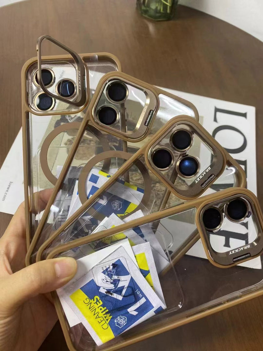 Luxury Magnetic Metal Lens Bumper Protection Case For iPhone 17 16 15 14 13 12 11 Pro Max Funda Wireless Charge Hard Clear Cover