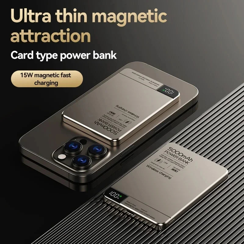 Ultra Wireless Magnetic Power Bank Travel Portable Fast Charging Capacity Digital External Battery For Magsafe IPhone CCC