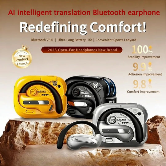 AI Translation Intelligent Open Earphone OWS Bluetooth 6.0 Ultra Long Battery Life ENC Noise Cancelling Sports Office Earphones